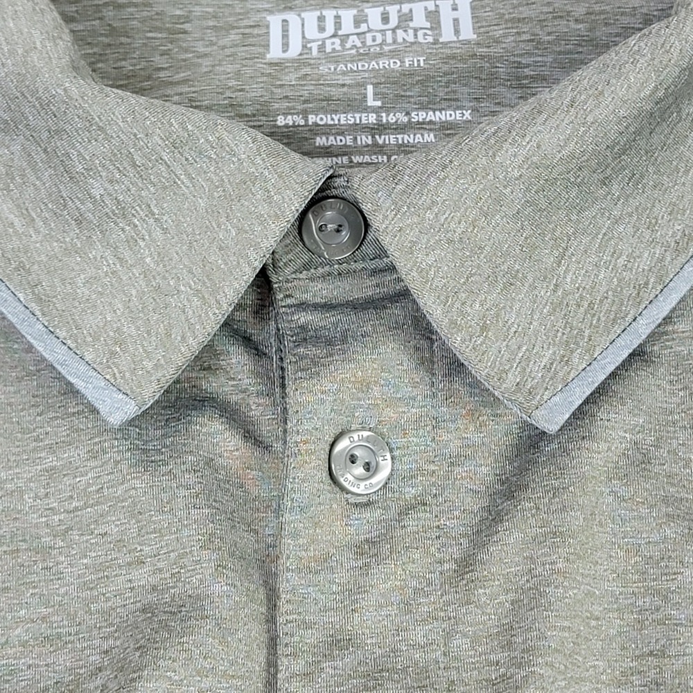 Duluth Trading Co Polo Shirt Mens L Green Moisture Wicking Performance Pocket - Picture 6 of 12